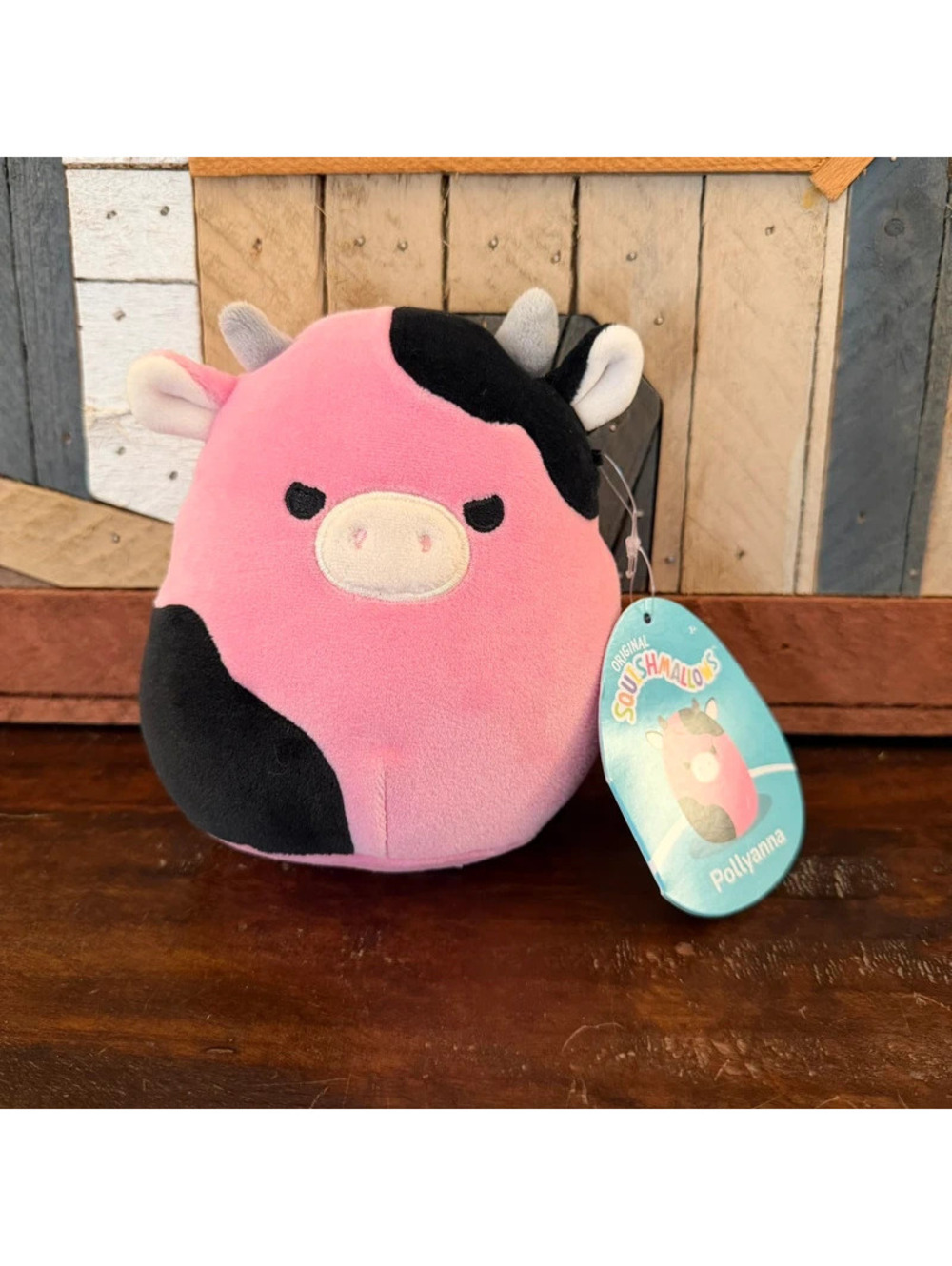 Squishmallows Pollyanna 5" Black & Pink Grumpy Cow NWT